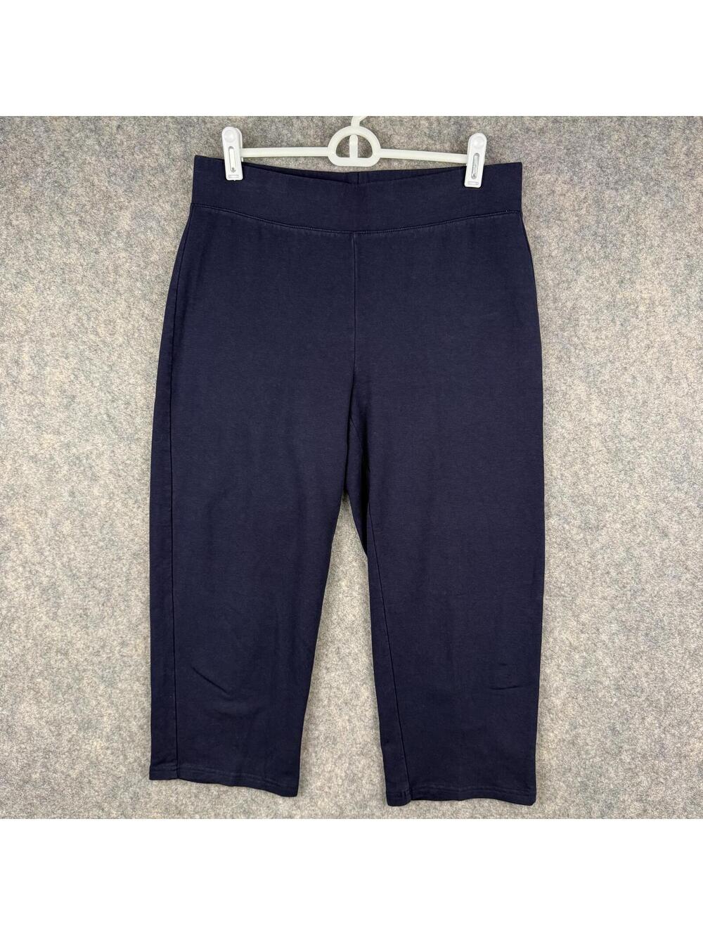 Talbots Navy Blue Knit Pull On Capri Pants Women Size Small 21” Stretch 452